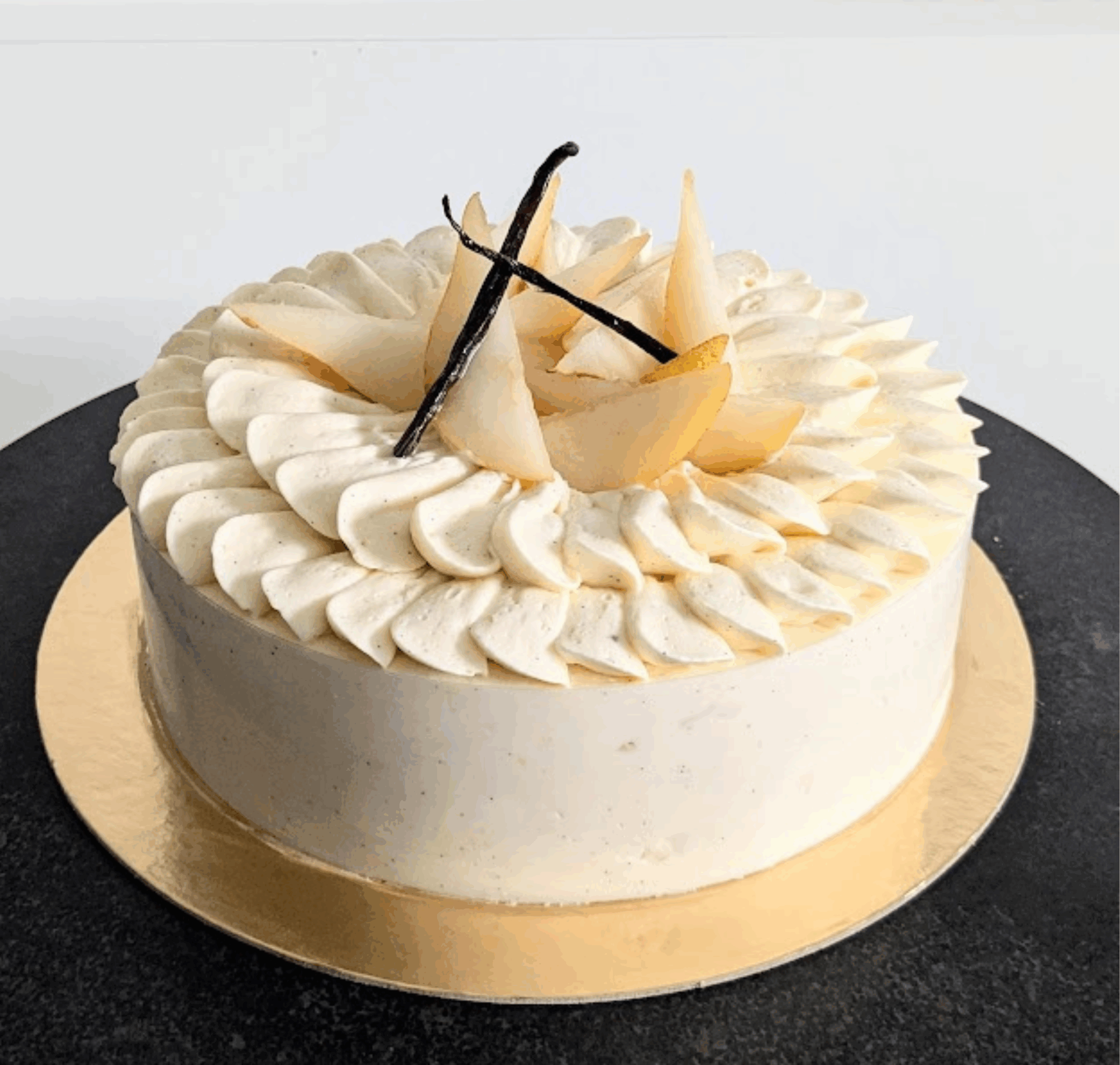Entremet poire et vanille Papilles Patisserie